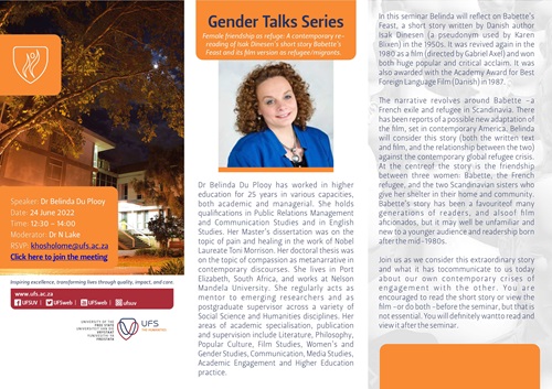Gender Talk Series - Belinda du Plooy