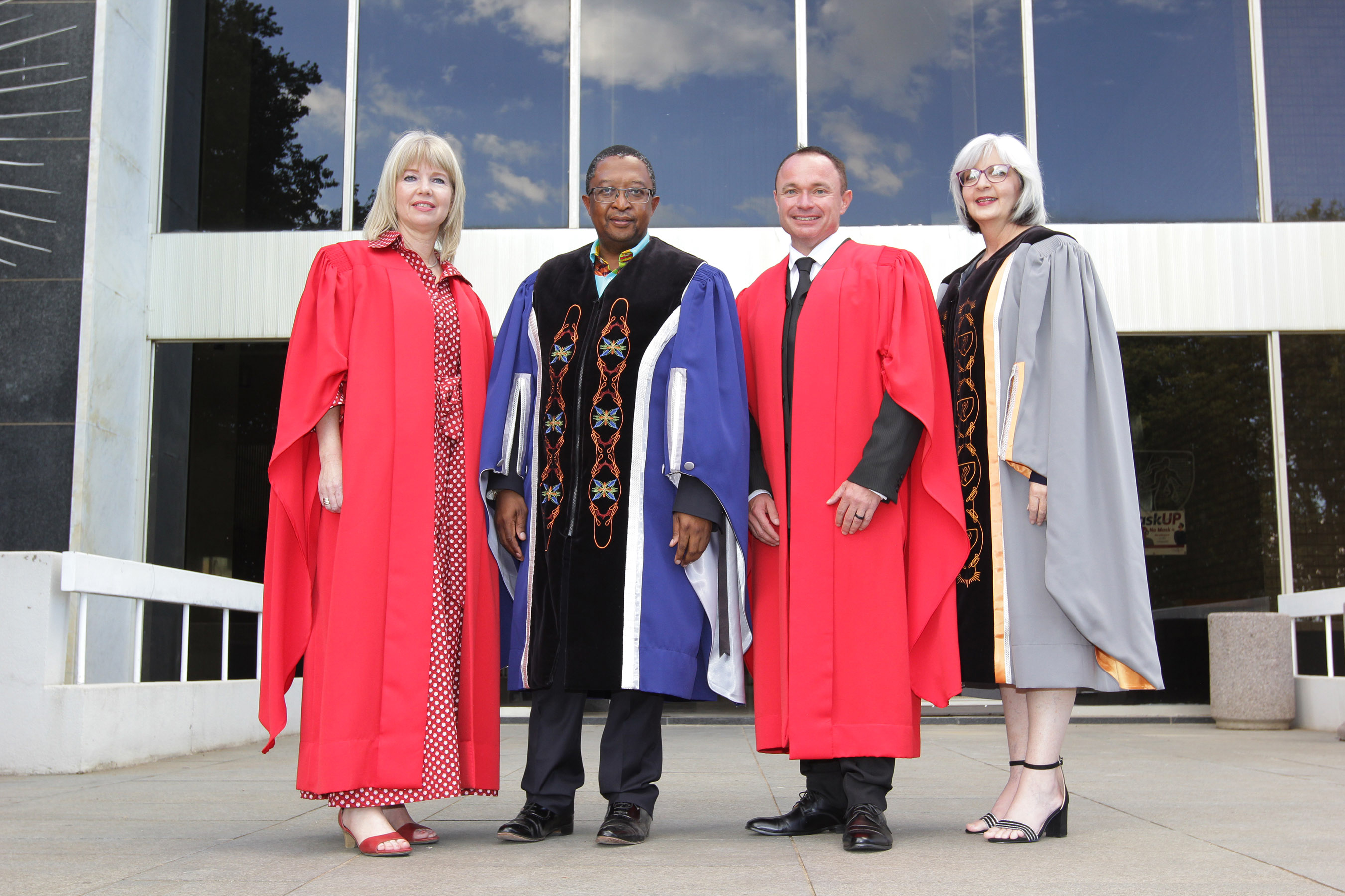 From the left: Prof Angelique van Niekerk, Dr Molapo Qhobela, Jaco Jacobs, and Prof Heidi Hudson.