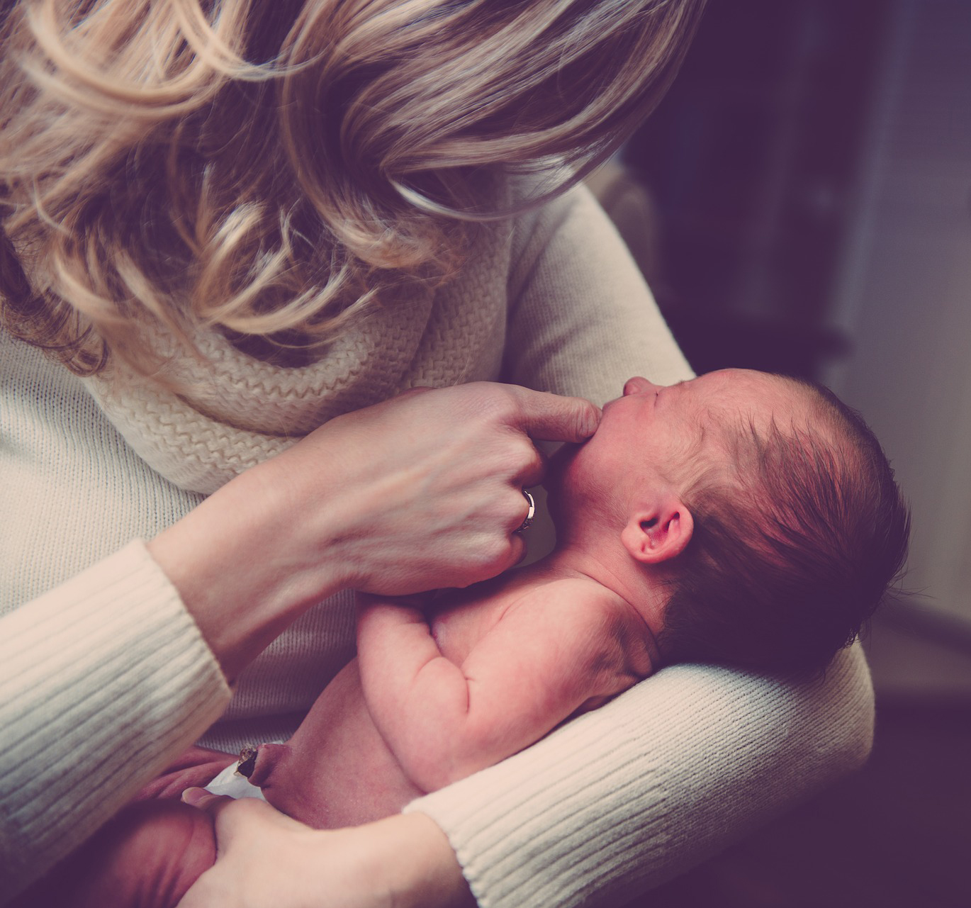 Woman holding a baby