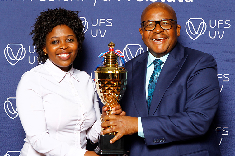 Qwaqwa Campus top academic achiever, Selloane Mile, with Campus Principal, Dr Martin Mandew.