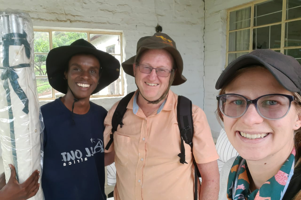Prof Peter Taylor with his students, Veli Mdluli and Alexandra Howard