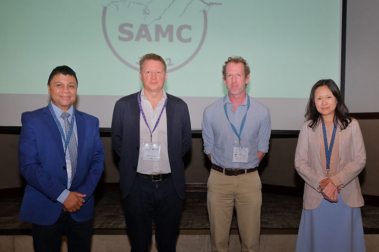 Prof Francis Petersen (UFS), Alex Hickman (AMRF), Dr Ralph Clark (UFS), and Prof Shen Xiaomeng (UN Europe)