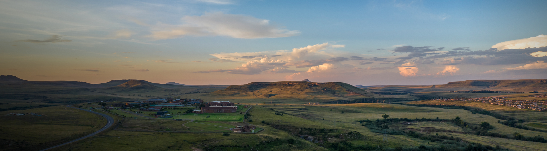 Aerial view of the UFS Qwaqwa Campus from a distance.