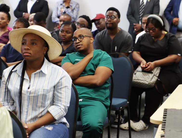 Foreign-trained doctors listening to the Premier of the Free State, The Honourable Mxolisi Dukwana.