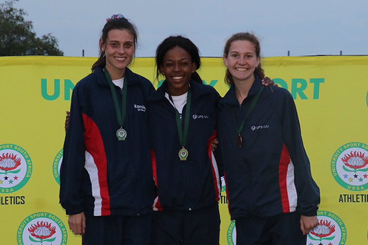 Kovsies Women Cross-Country Team Marné Mentz, Vicky Oelofse, and Channah du Plessis