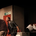 Paquot, Lorenzo Dampies, Anneri Bisschoff in "Omhoog" - photo by Juan Pinnick