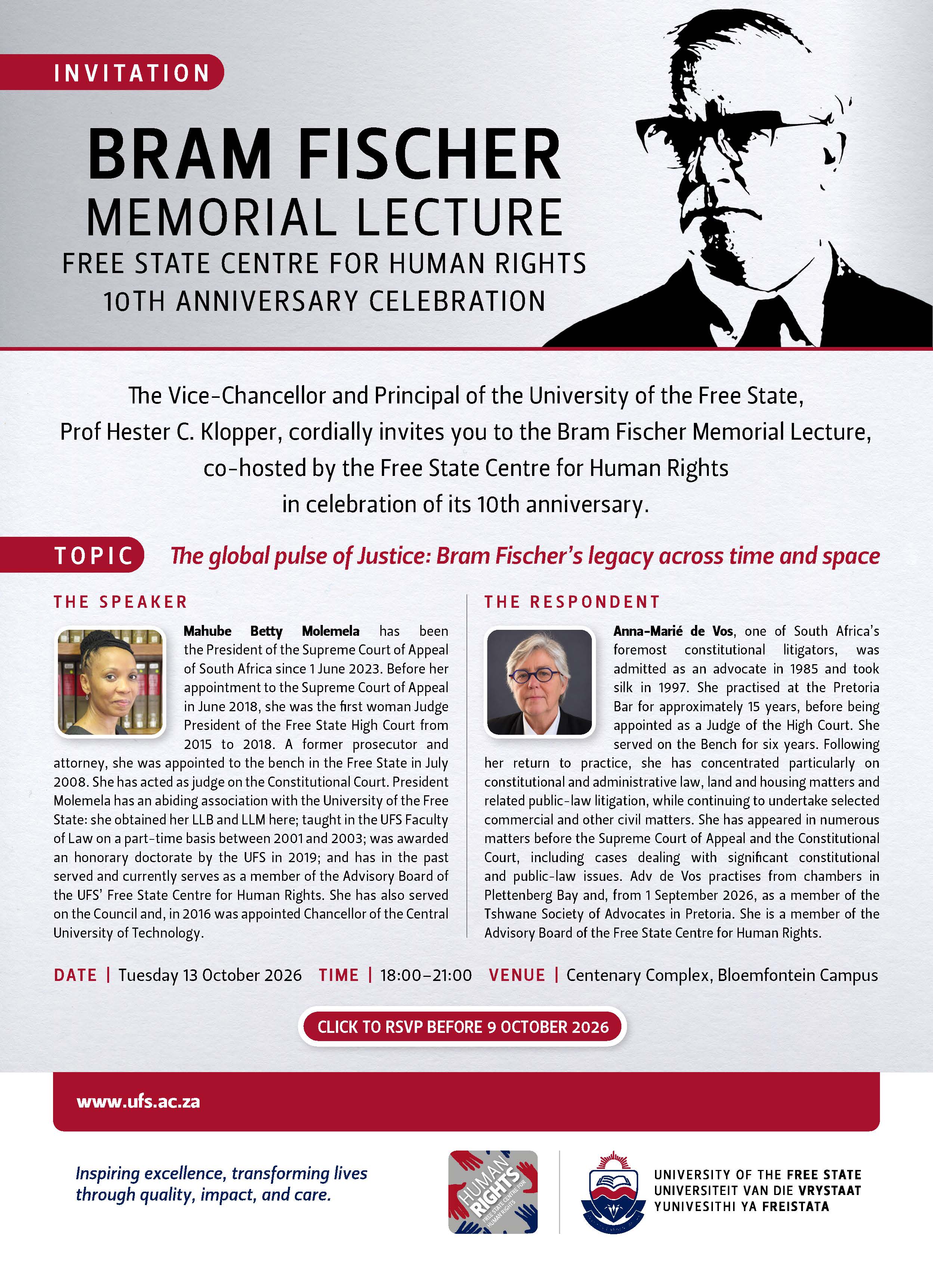INVITATION - BRAM FISCHER MEMORIAL LECTURE 2026