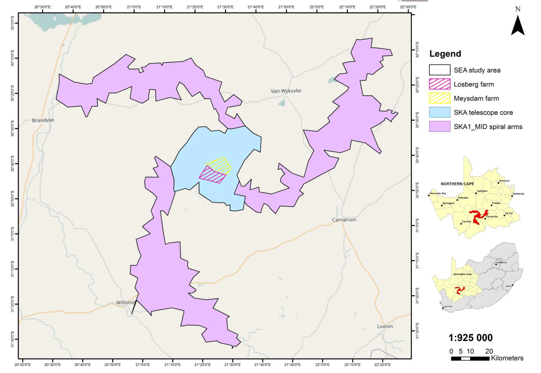 A cartographic representation of the SKA core site