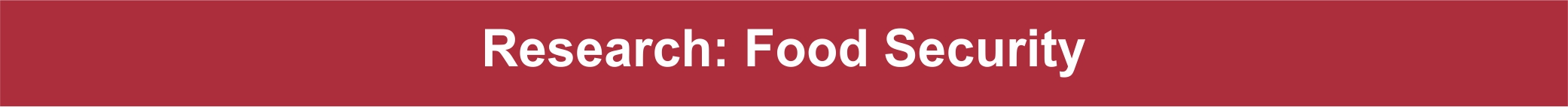 Food Security Research Food Security Research