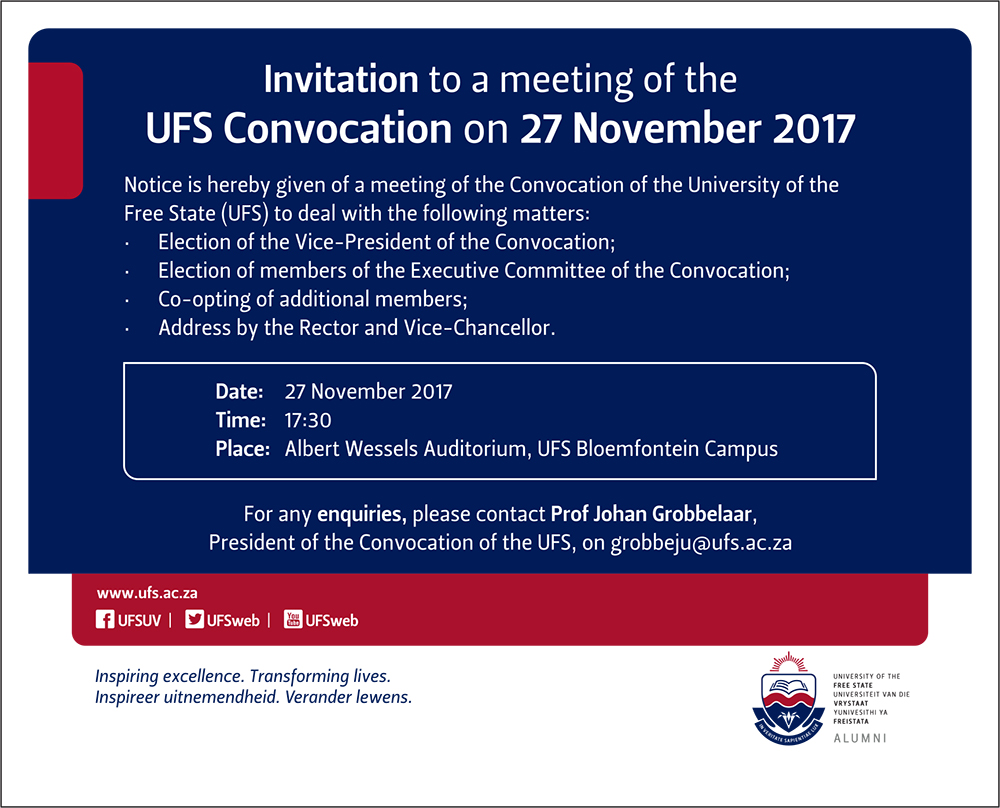 UFS Convocation Ad 2017 Convocation Meeting