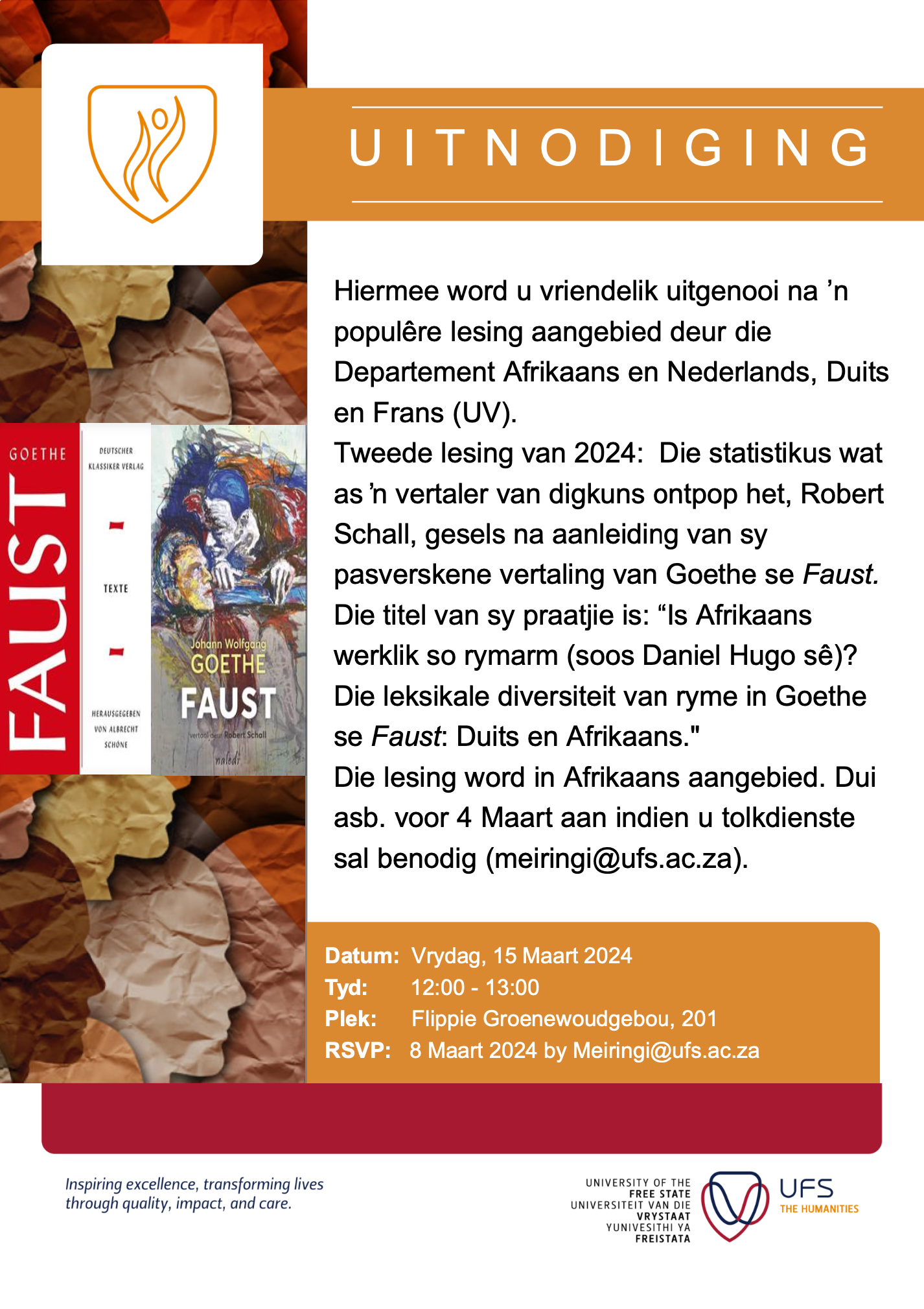 Geesteswetenskappe Uitnodiging - Robert Schall