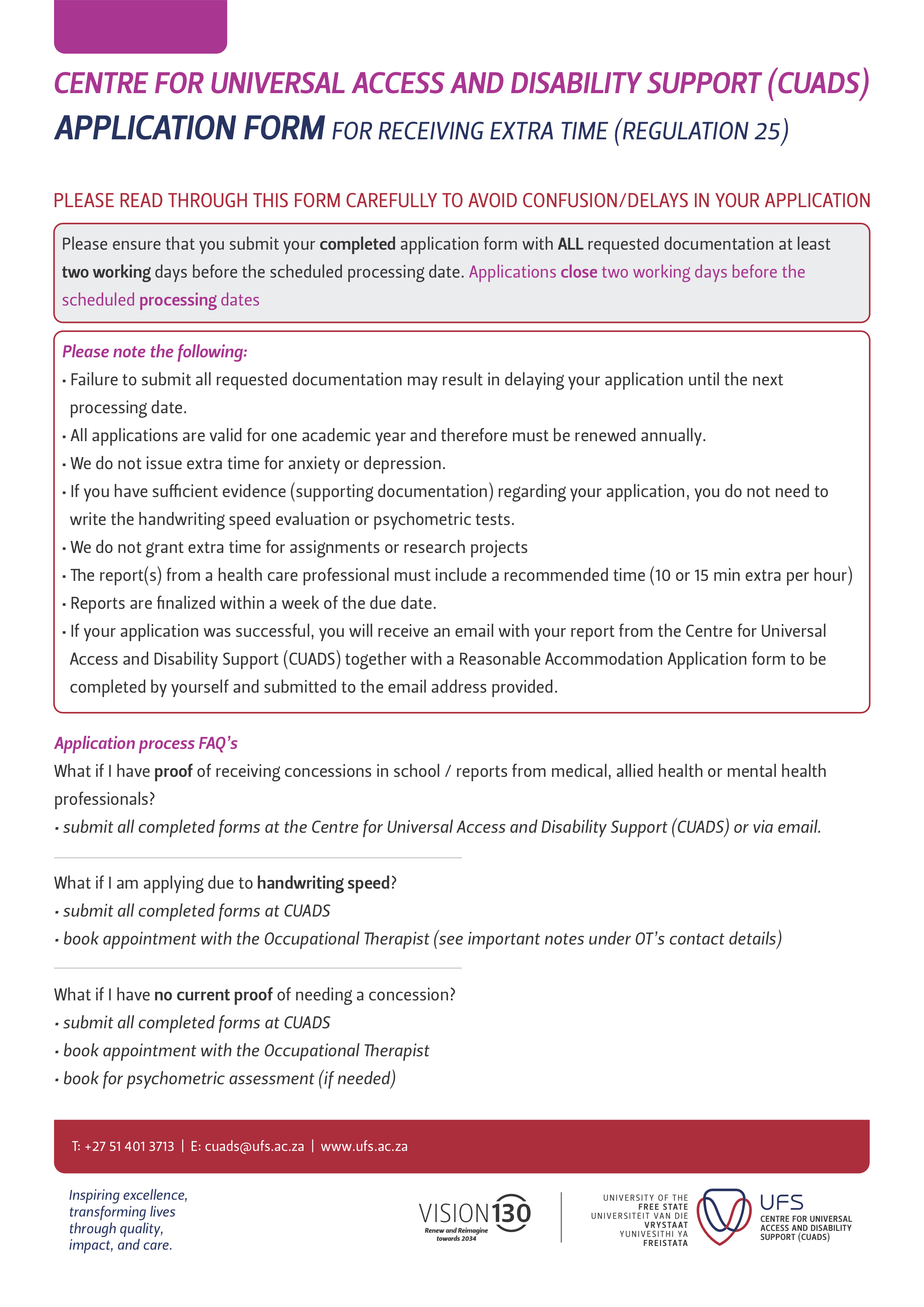 Application form - Extra Time