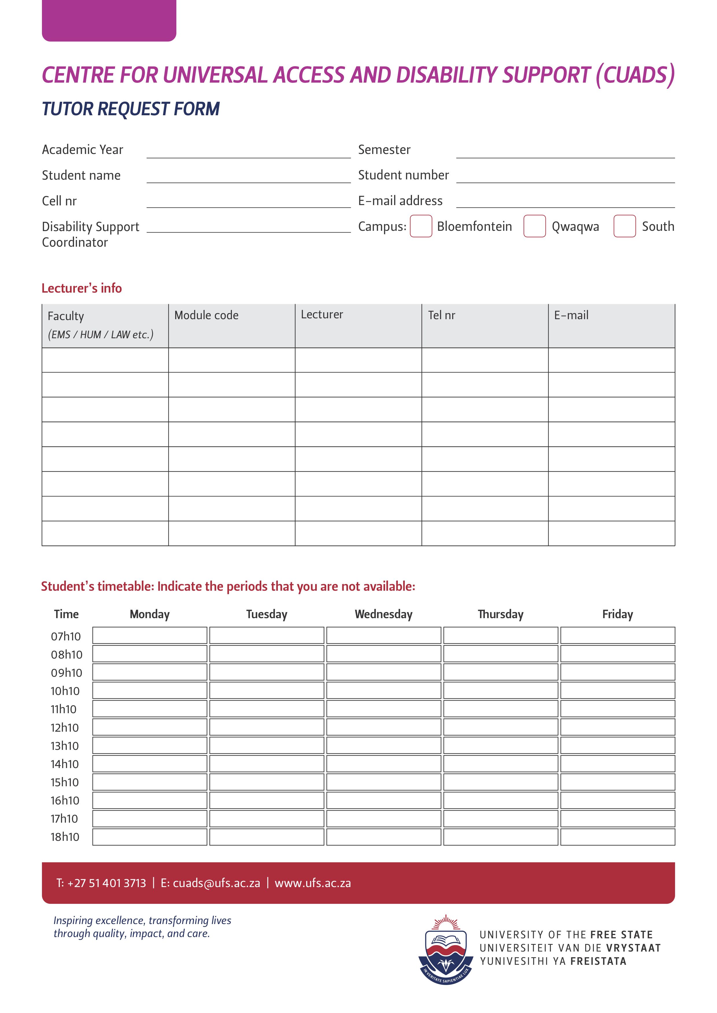 Tutor Request Form