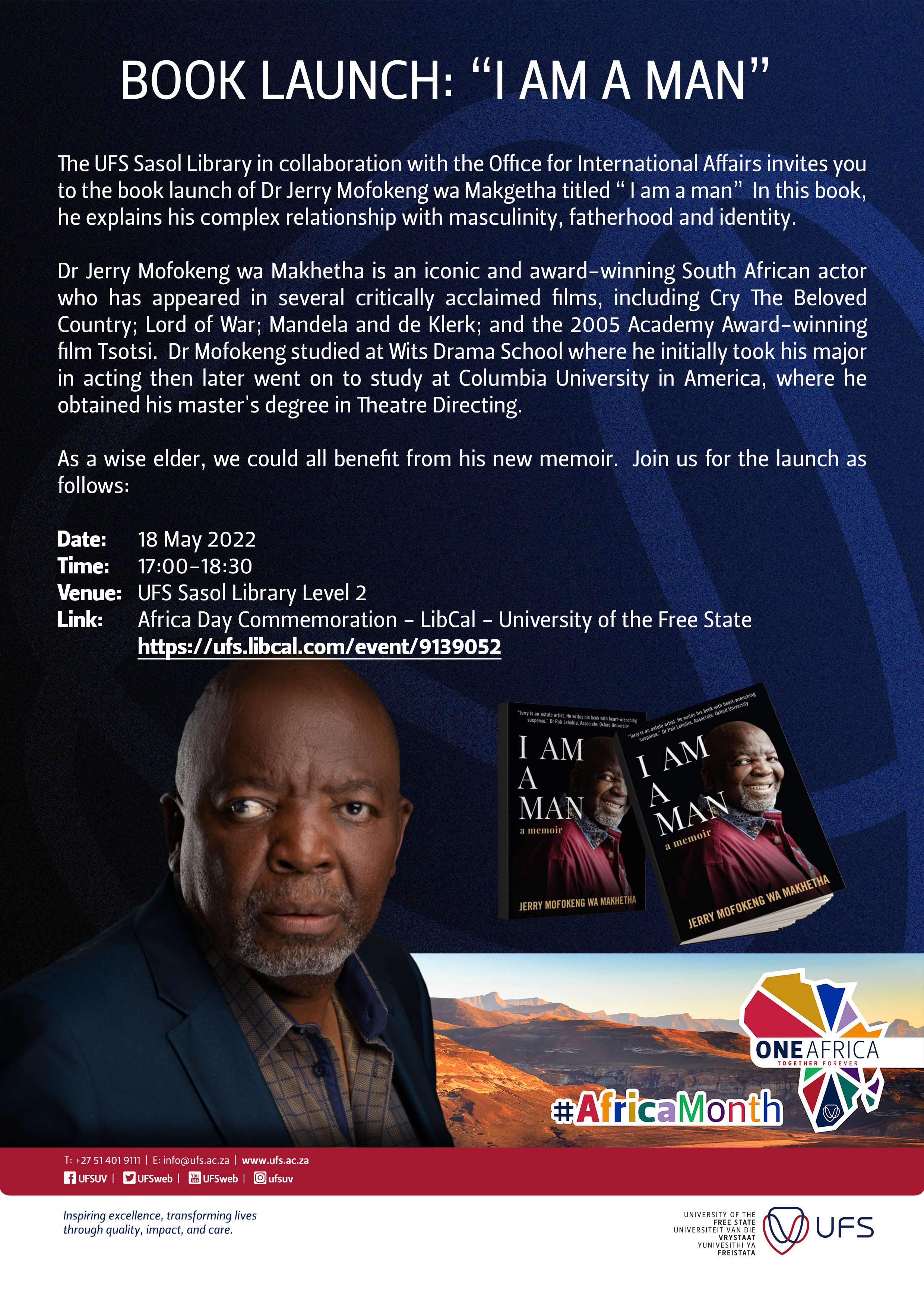 UFS_Book Launch Digital Invite Dr Jerry Mofokeng