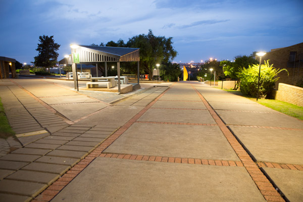 A view of the campus at night